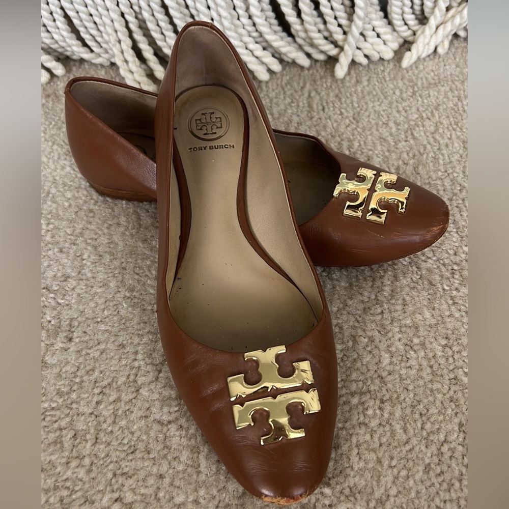 🤎Beautiful, supple brown leather Tory Burch flats - sz. 7.5